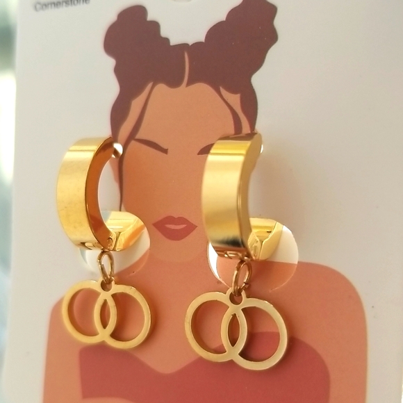 3 for $15 Stainless Steel Small Hoop Earrings - Picture 3 of 3